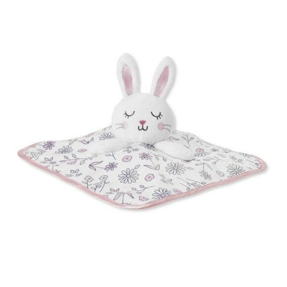 George Baby Bunny Rabbit Security Blanket Lovey White Pink Flowers Lovey New - Picture 1 of 3